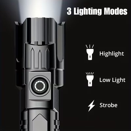 Super Bright LED Flashlight with Telescopic Zoom