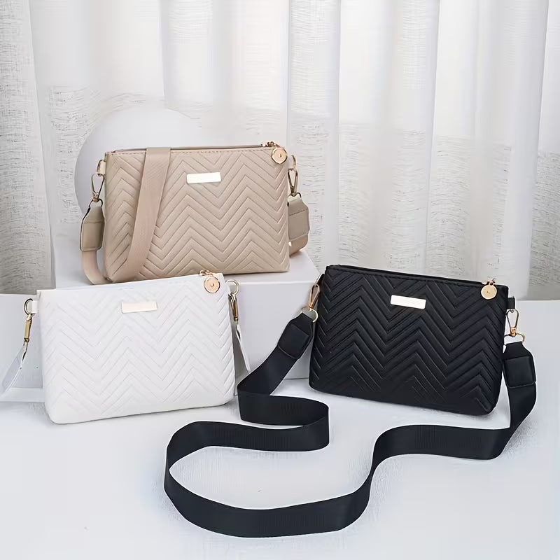 Women'S Elegant Wavy Quilted Crossbody Bag