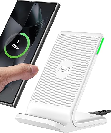 INIU Wireless Charger Station, 15W Fast Qi-Certified Wireless Charging