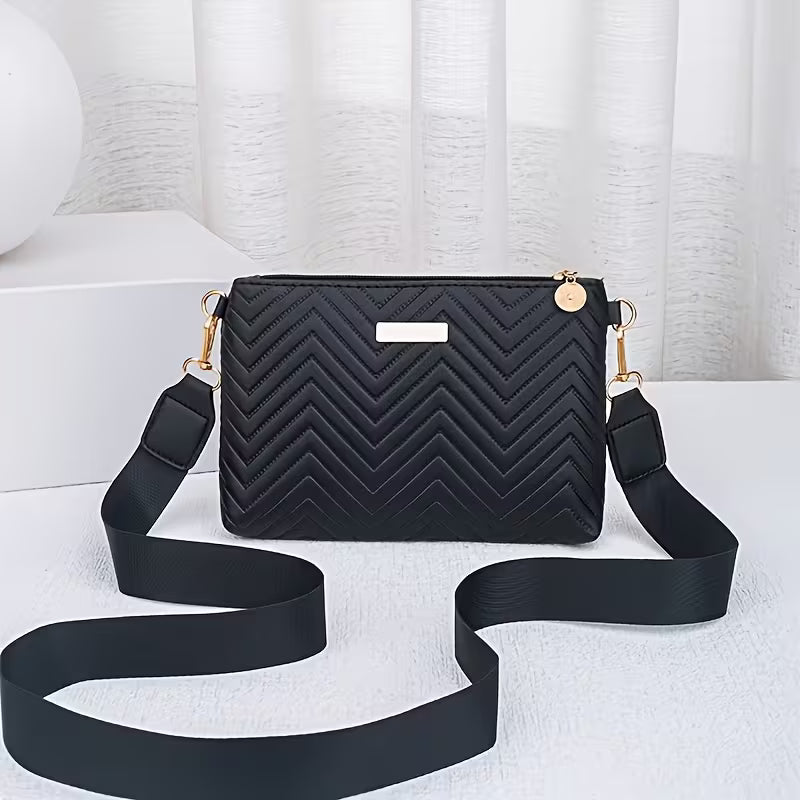 Women'S Elegant Wavy Quilted Crossbody Bag