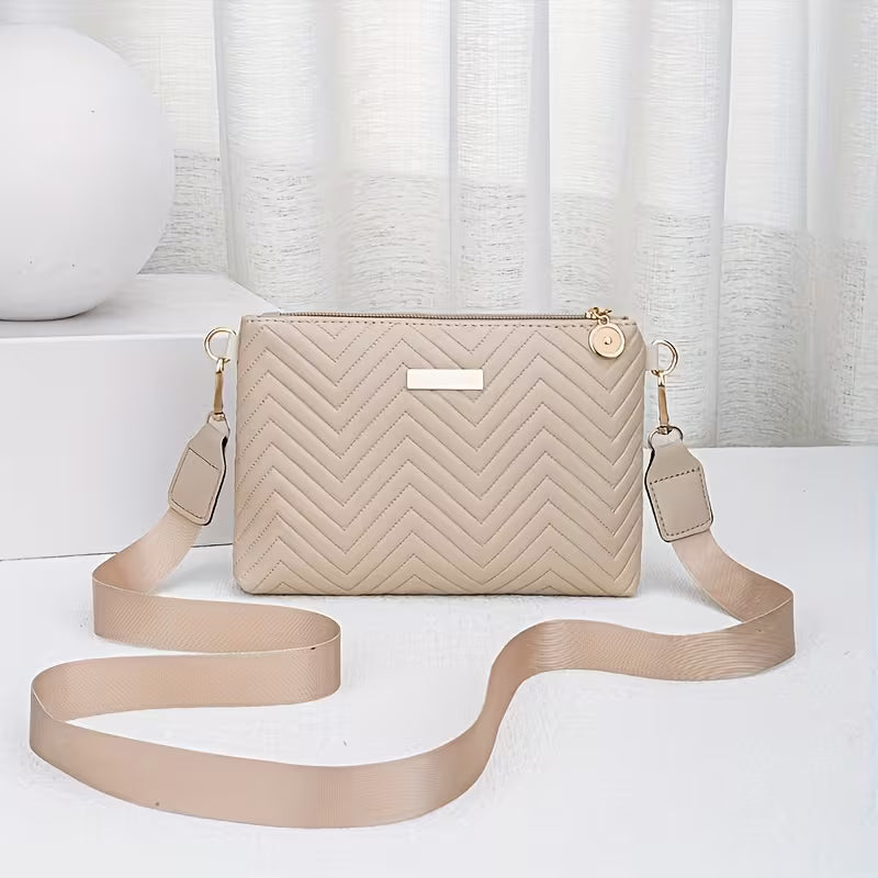 Women'S Elegant Wavy Quilted Crossbody Bag